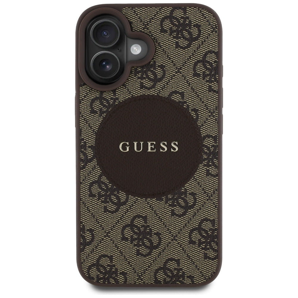 MagSafe futrola za Apple iPhone 16, Guess, 4G Circle Classic Logo, smeđa