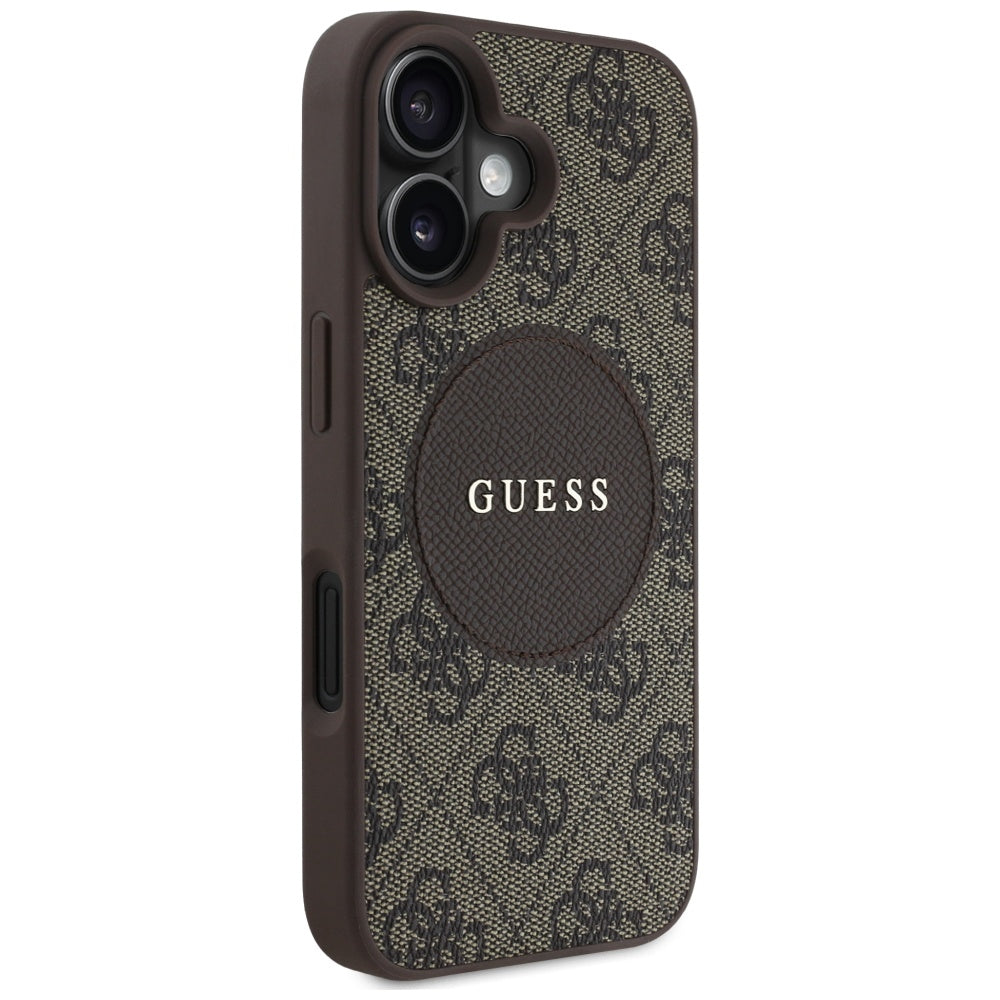 MagSafe futrola za Apple iPhone 16, Guess, 4G Circle Classic Logo, smeđa