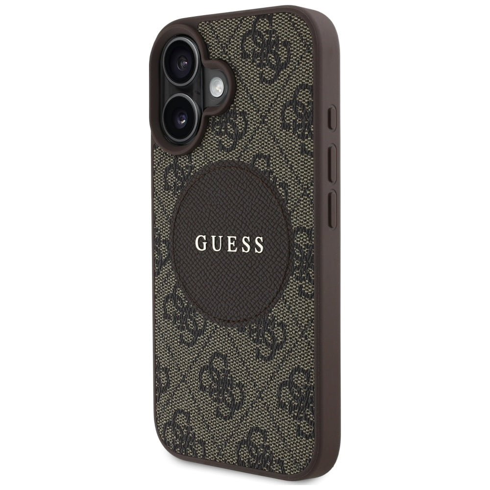 MagSafe futrola za Apple iPhone 16, Guess, 4G Circle Classic Logo, smeđa