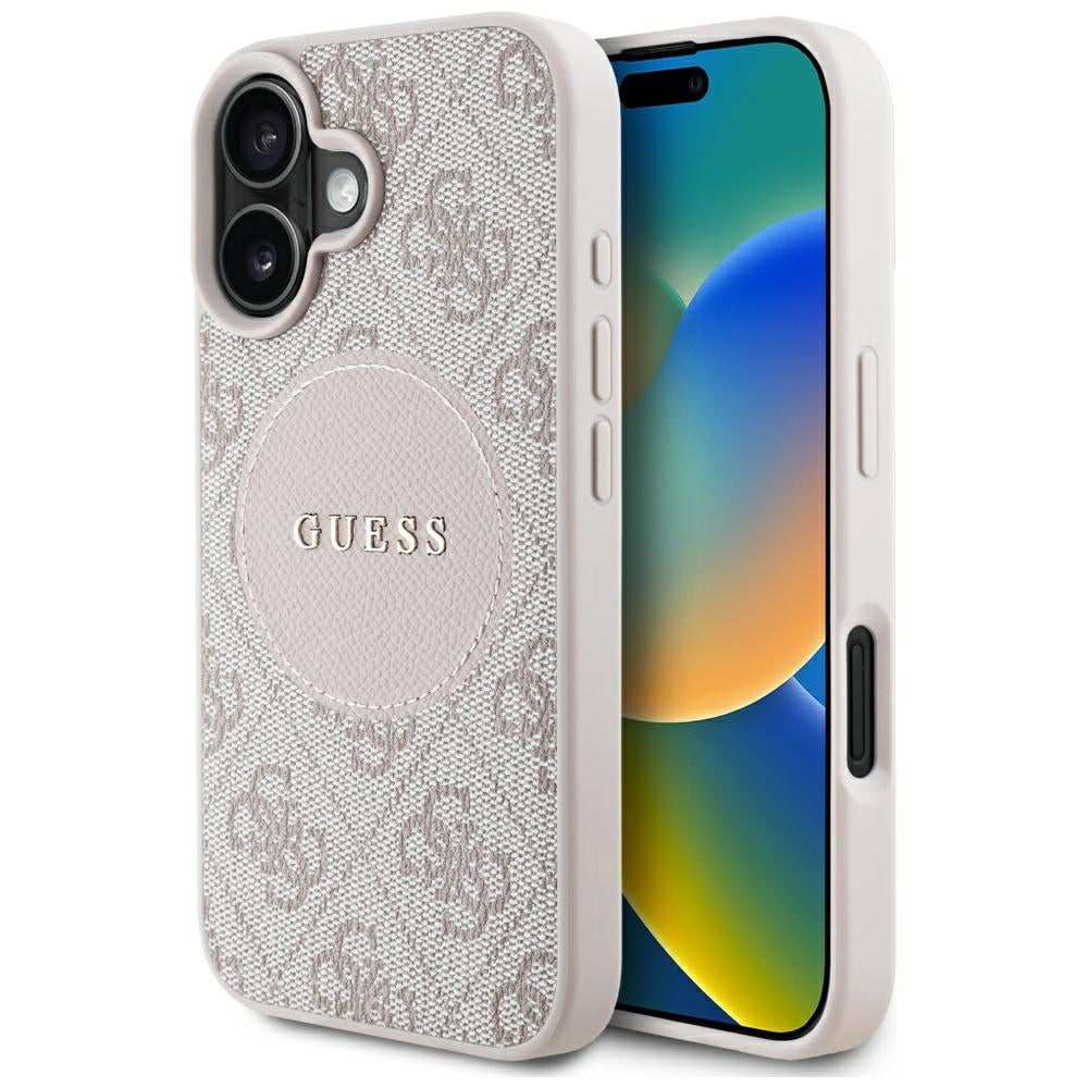 Futrola MagSafe za Apple iPhone 16, Guess, 4G Circle Classic Logo, Roza