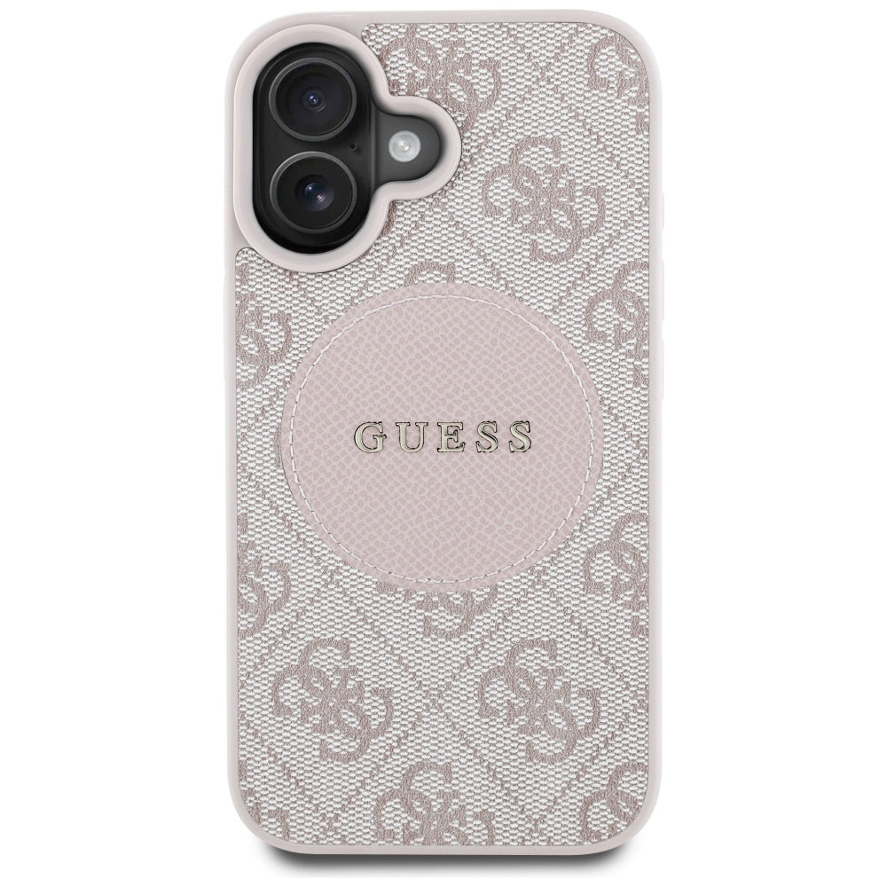 Futrola MagSafe za Apple iPhone 16, Guess, 4G Circle Classic Logo, Roza