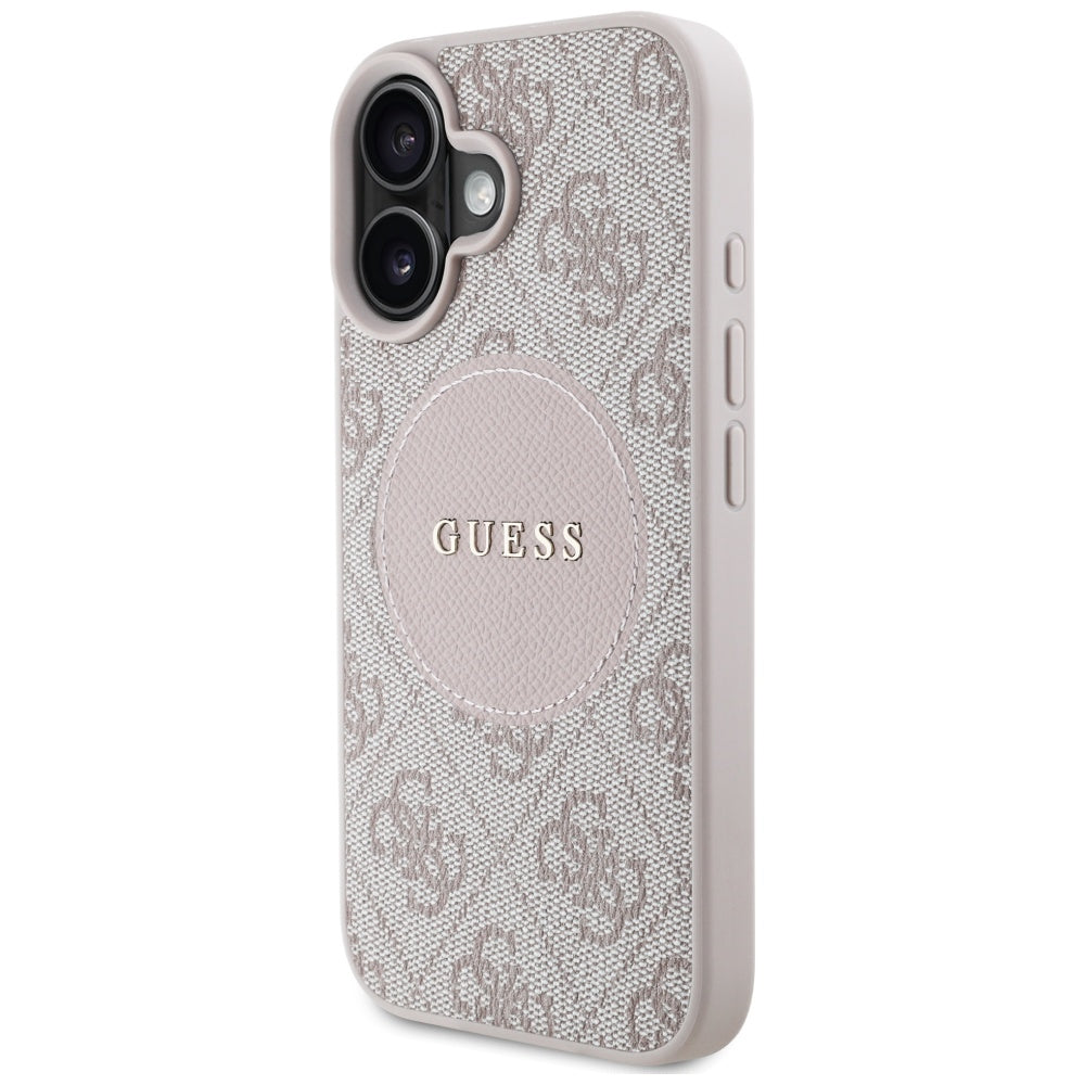 Futrola MagSafe za Apple iPhone 16, Guess, 4G Circle Classic Logo, Roza