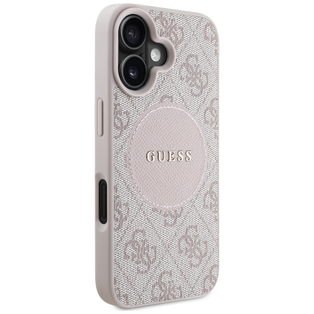 Futrola MagSafe za Apple iPhone 16, Guess, 4G Circle Classic Logo, Roza