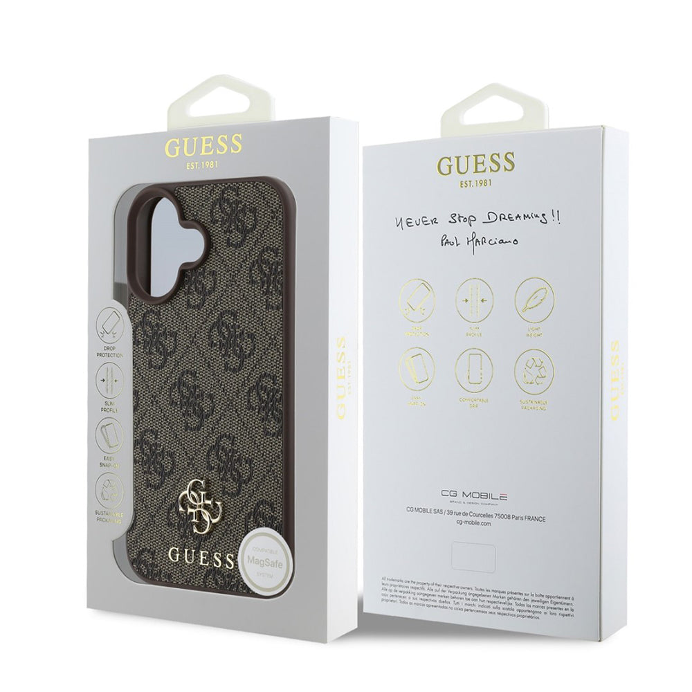 MagSafe futrola za Apple iPhone 16, Guess, 4G Classic, smeđa