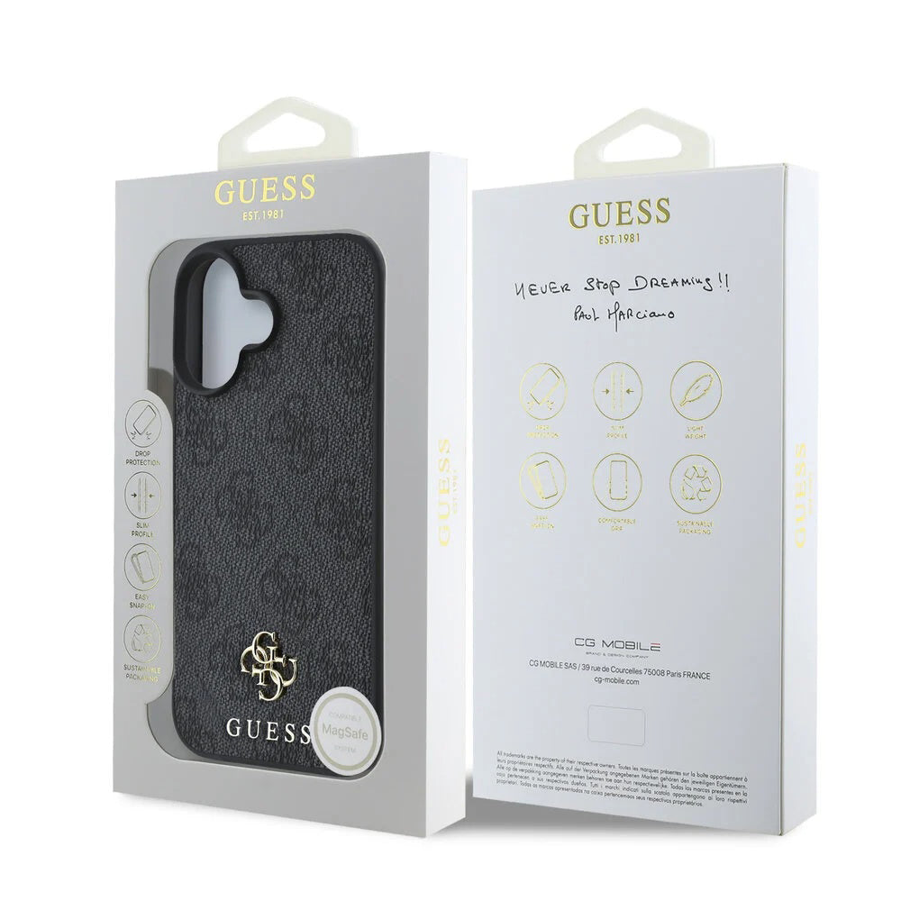 MagSafe futrola za Apple iPhone 16, Guess, 4G Classic, Crna