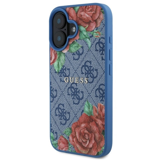 MagSafe futrola za Apple iPhone 16, Guess, 4G Flowers Print, Plava