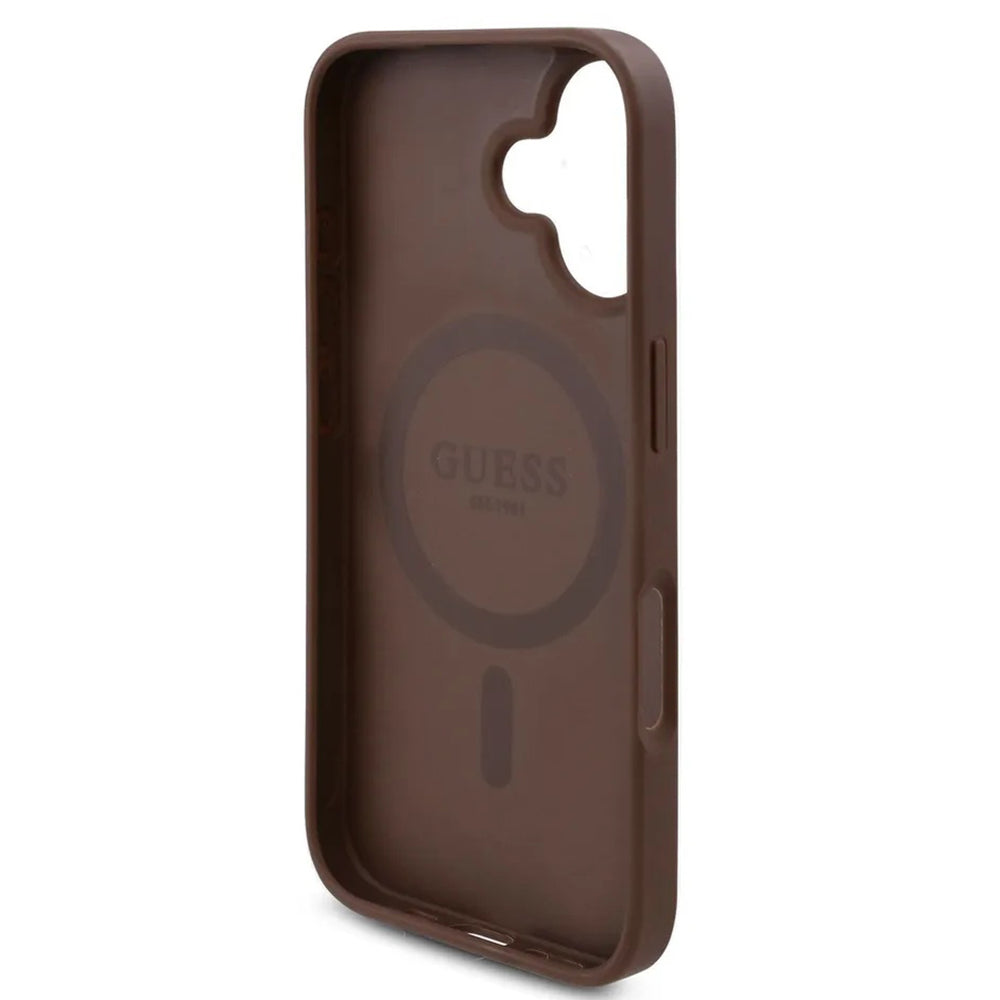 MagSafe futrola za Apple iPhone 16, Guess, 4G Flowers Print, smeđa
