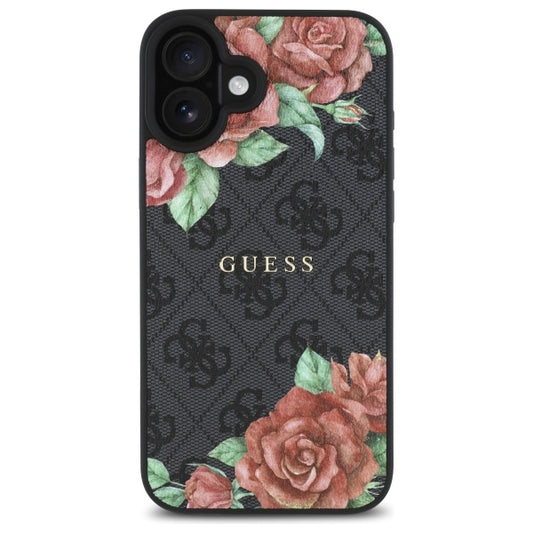 MagSafe futrola za Apple iPhone 16, Guess, 4G Flowers Print, Crna