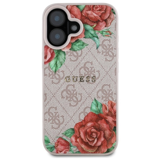 MagSafe futrola za Apple iPhone 16, Guess, 4G Flowers Print, Roza