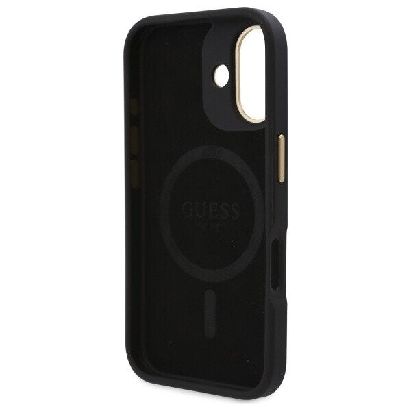 MagSafe futrola za Apple iPhone 16, Guess, 4G Logo Plate, Crna
