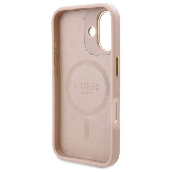 MagSafe futrola za Apple iPhone 16, Guess, 4G Logo Plate, Roza