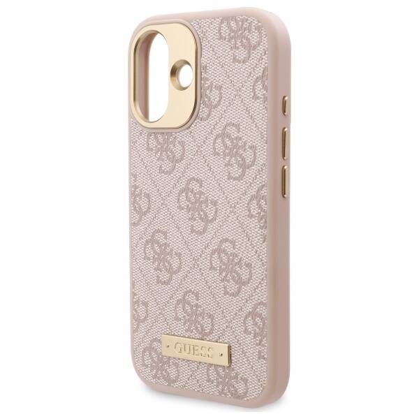 MagSafe futrola za Apple iPhone 16, Guess, 4G Logo Plate, Roza