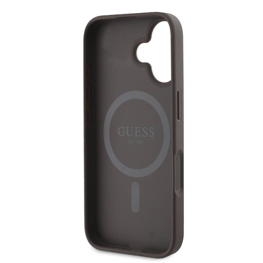 MagSafe futrola za Apple iPhone 16, Guess, 4G Printed Stripes, smeđa