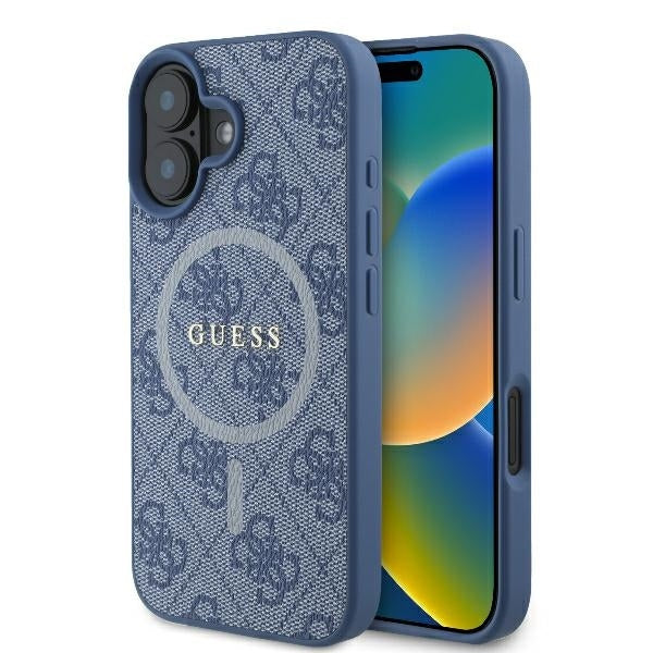 MagSafe futrola za Apple iPhone 16, Guess, 4G Ring Classic Logo, Plava