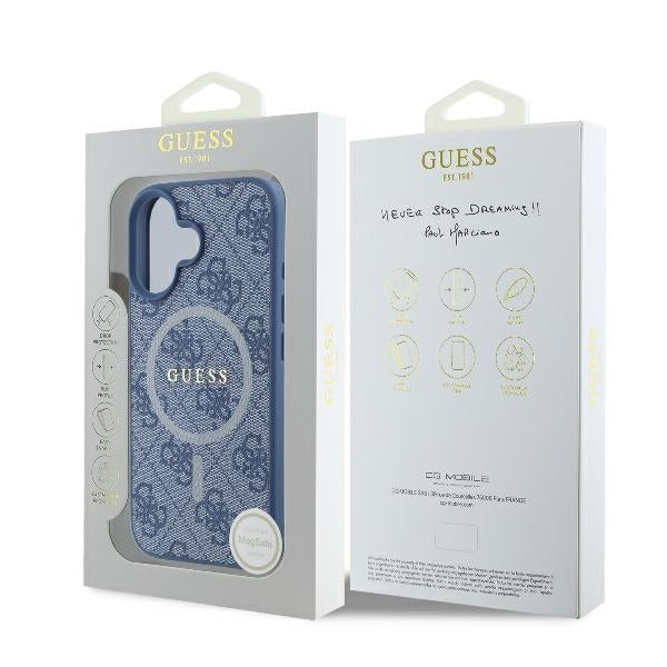 MagSafe futrola za Apple iPhone 16, Guess, 4G Ring Classic Logo, Plava