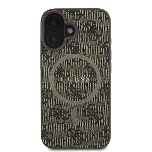 MagSafe futrola za Apple iPhone 16, Guess, 4G Ring Classic Logo, smeđa