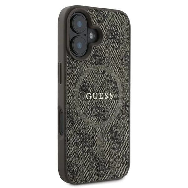 MagSafe futrola za Apple iPhone 16, Guess, 4G Ring Classic Logo, smeđa