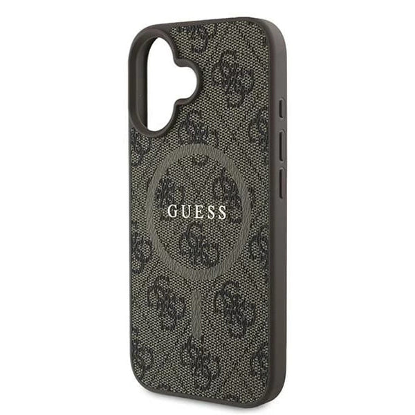 MagSafe futrola za Apple iPhone 16, Guess, 4G Ring Classic Logo, smeđa