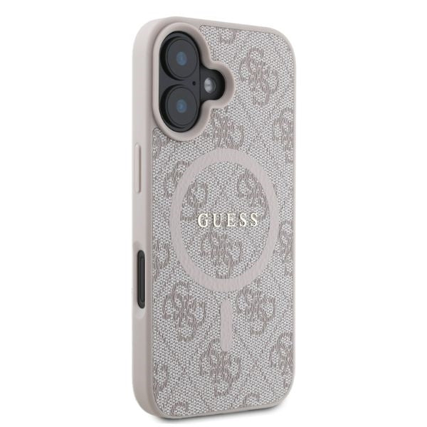 Futrola MagSafe za Apple iPhone 16, Guess, 4G Ring Classic Logo, Roza