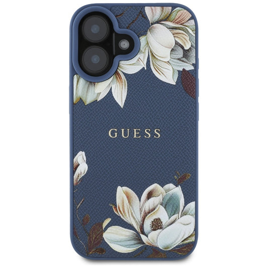 Futrola MagSafe za Apple iPhone 16, Guess, Grained Flowers, Plava