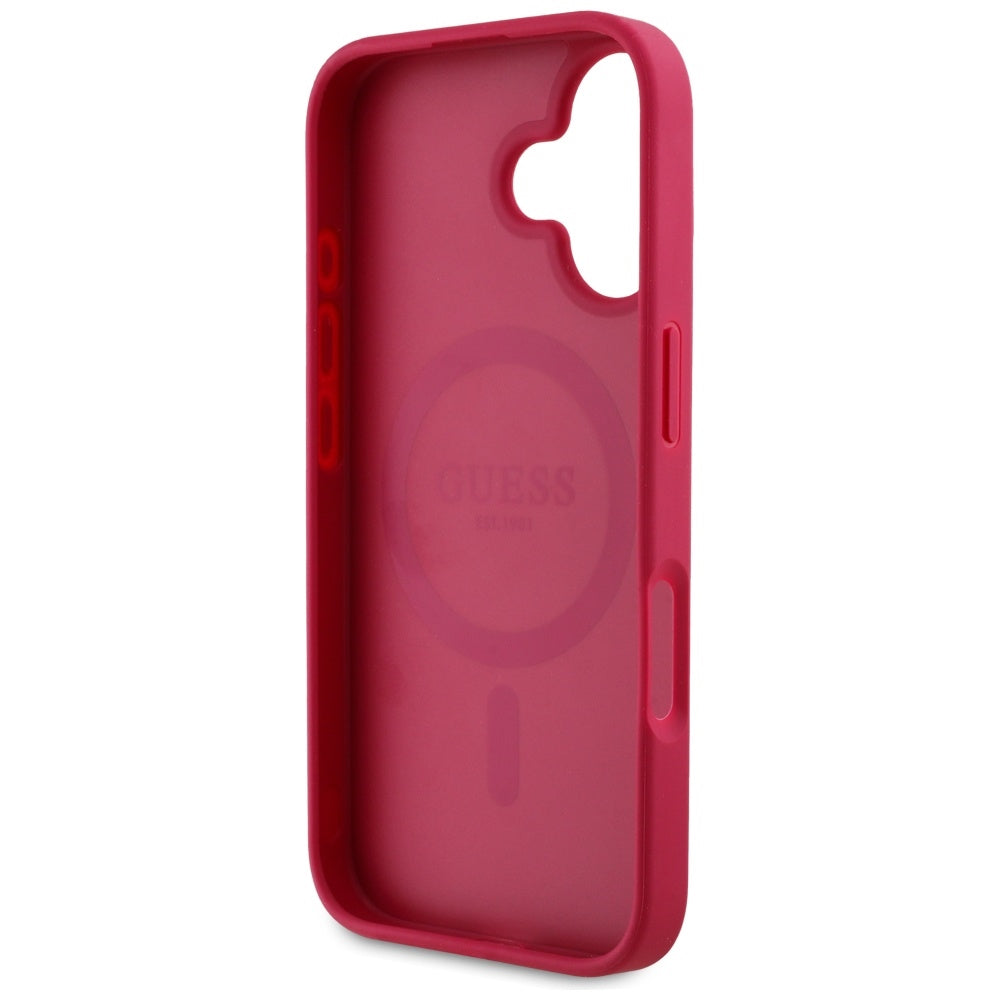 Futrola MagSafe za Apple iPhone 16, Guess, Grained Flowers, Fuksija