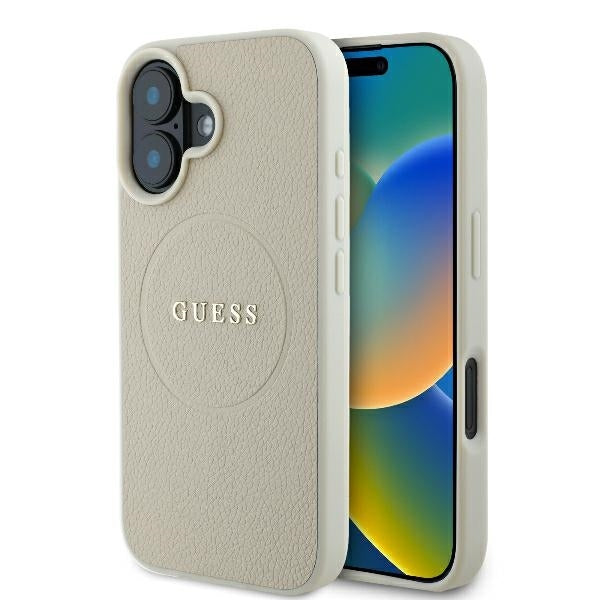 MagSafe futrola za Apple iPhone 16, Guess, Grained Gold Ring, Bež