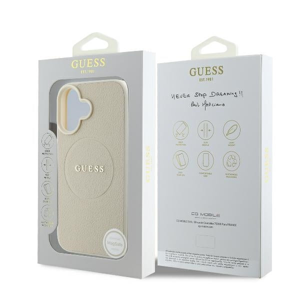 MagSafe futrola za Apple iPhone 16, Guess, Grained Gold Ring, Bež