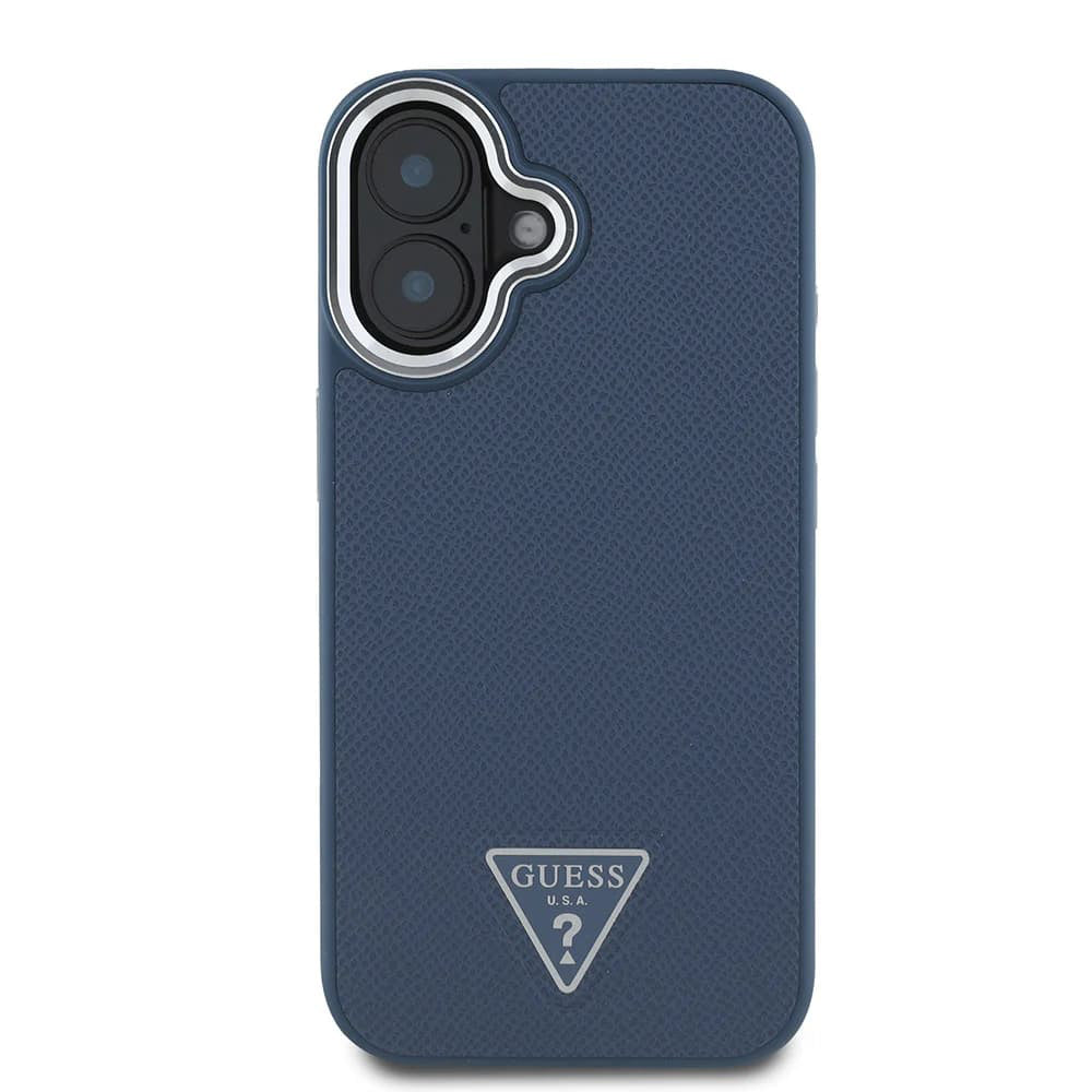 MagSafe futrola za Apple iPhone 16, Guess, Grained Triangle Logo, Crna