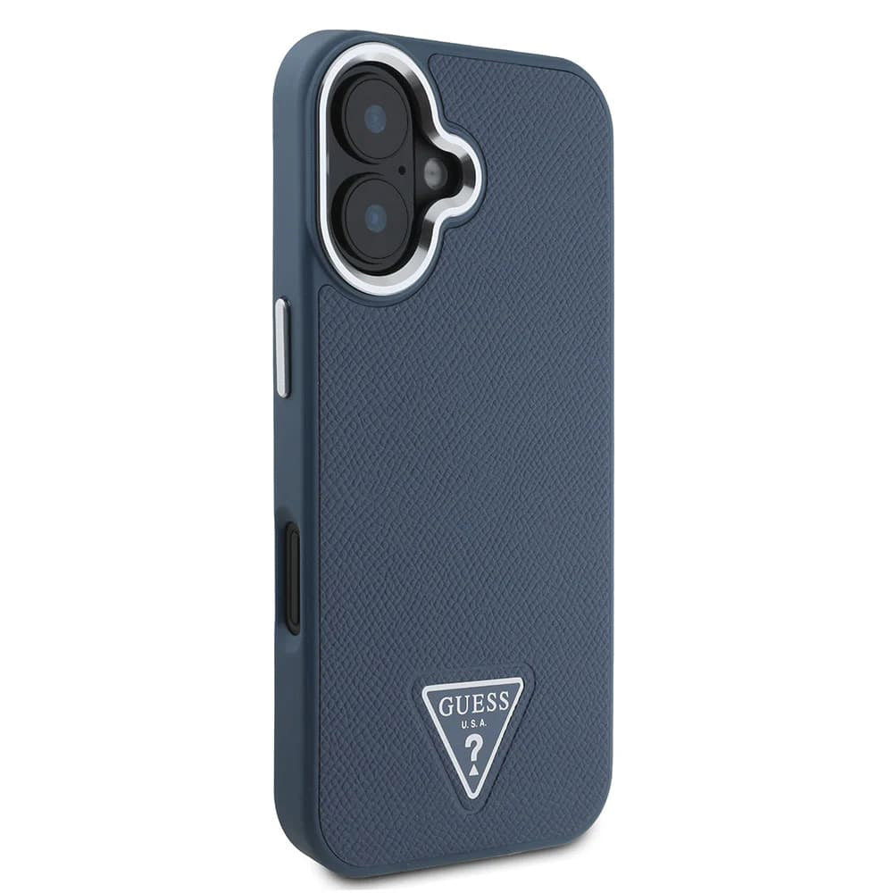 MagSafe futrola za Apple iPhone 16, Guess, Grained Triangle Logo, Crna