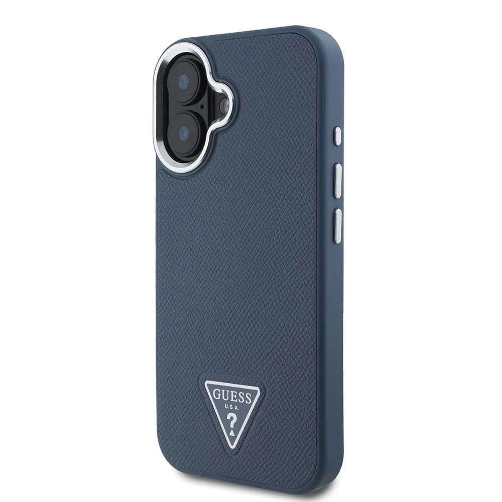 MagSafe futrola za Apple iPhone 16, Guess, Grained Triangle Logo, Crna