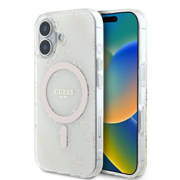 MagSafe futrola za Apple iPhone 16, Guess, IML 4G Background, Bijela