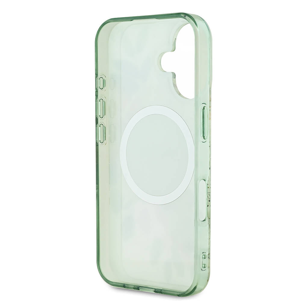 MagSafe futrola za Apple iPhone 16, Guess, IML Flower & Tonal Circle, Zelena