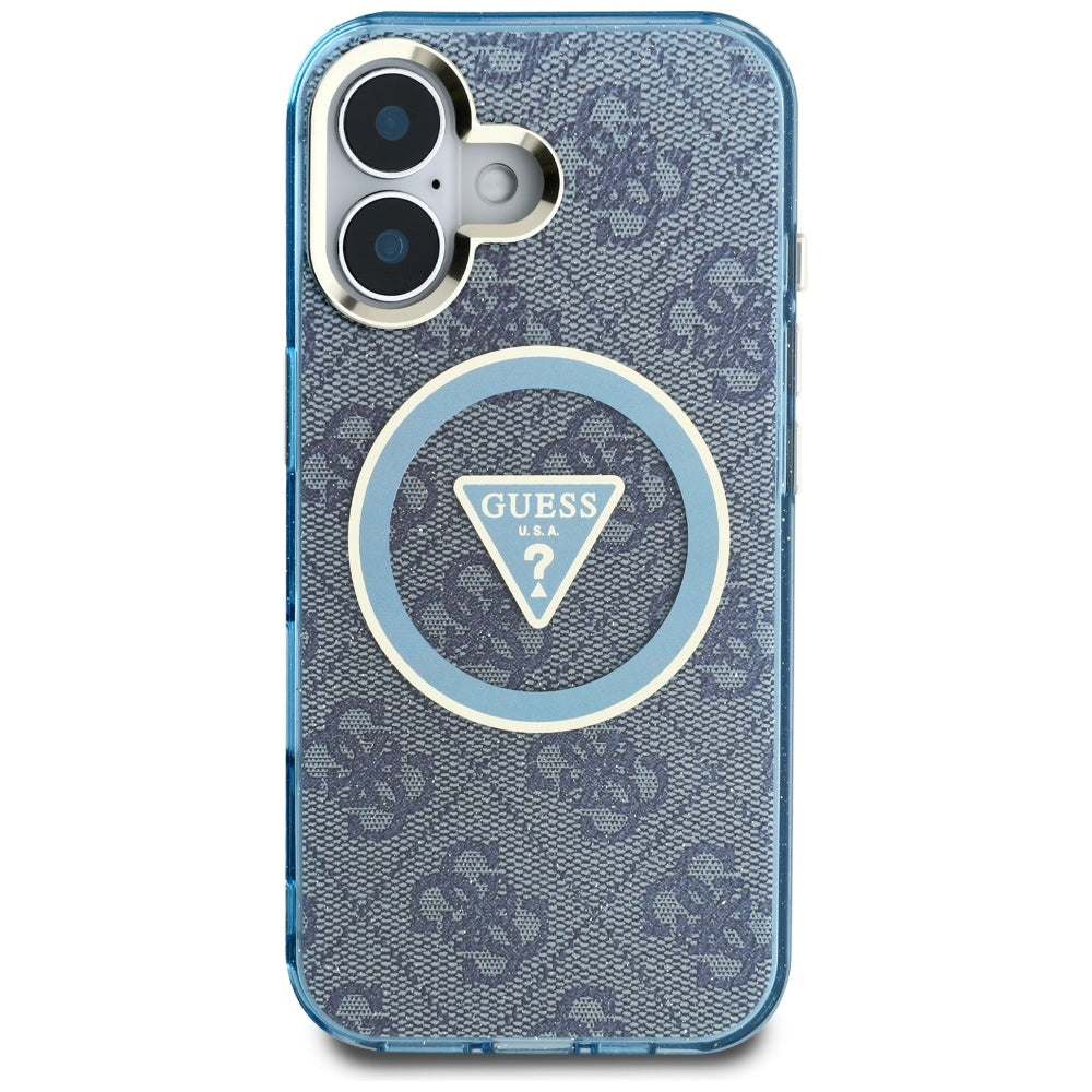 MagSafe futrola za Apple iPhone 16, Guess, IML Glitter 4G Circle Triangle, Plava