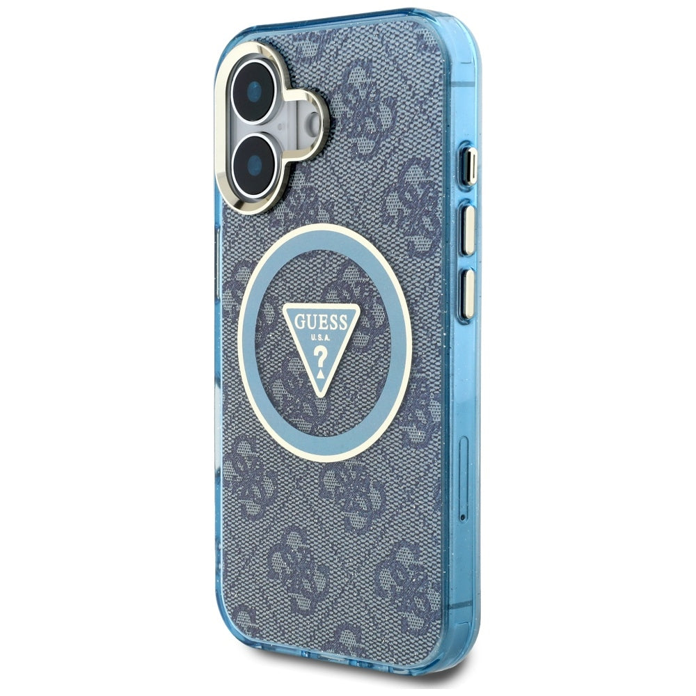 MagSafe futrola za Apple iPhone 16, Guess, IML Glitter 4G Circle Triangle, Plava