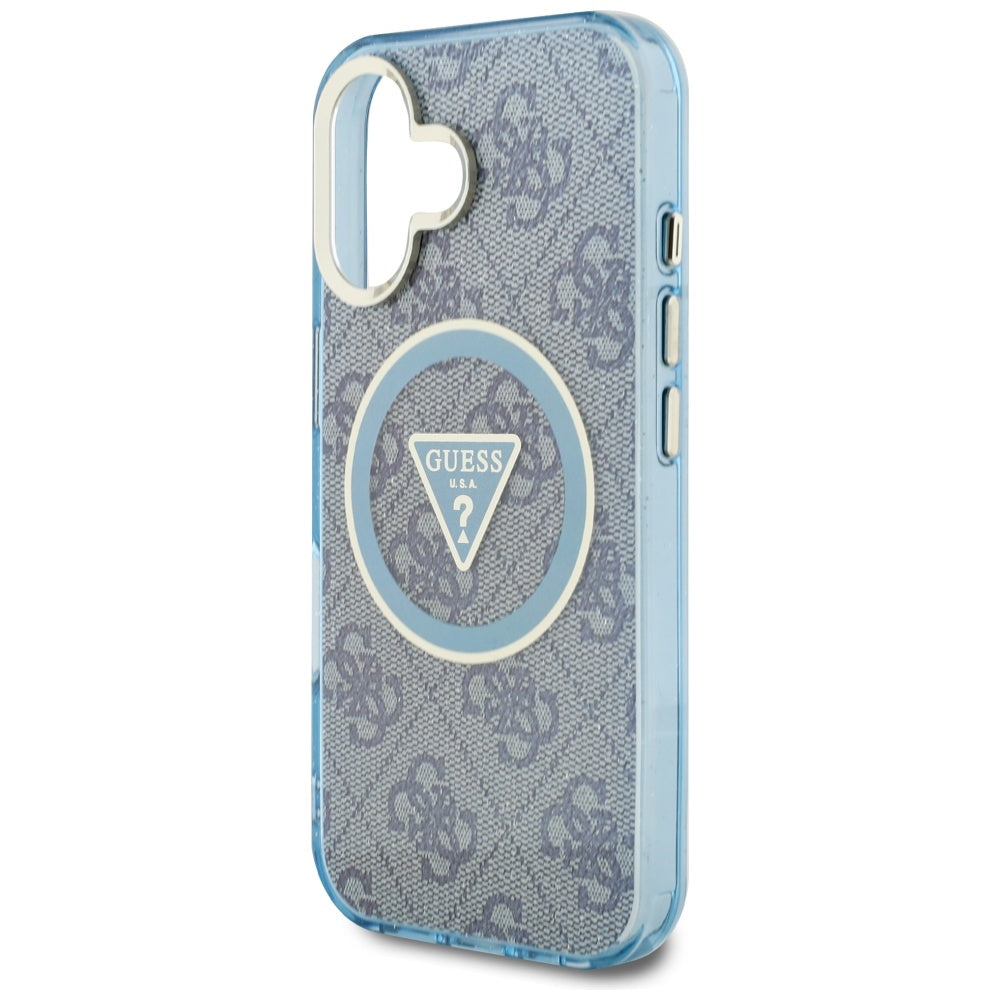 MagSafe futrola za Apple iPhone 16, Guess, IML Glitter 4G Circle Triangle, Plava