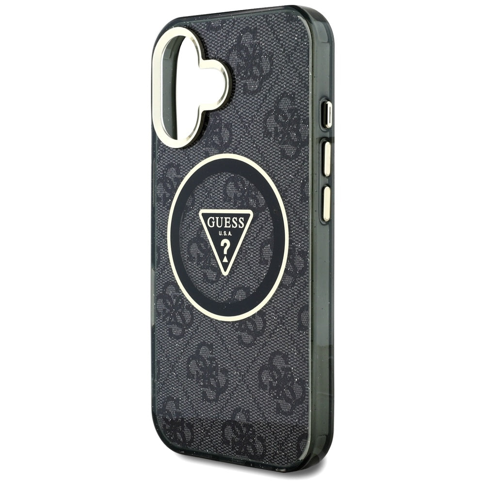 MagSafe futrola za Apple iPhone 16, Guess, IML Glitter 4G Circle Triangle, Crna