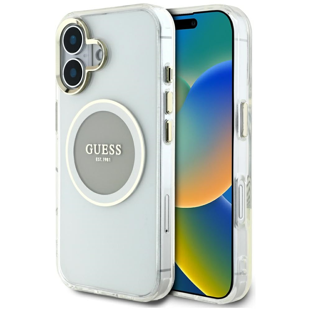 MagSafe futrola za Apple iPhone 16, Guess, IML Metal Colored Circle, Siva