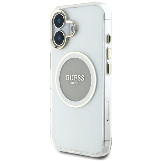 MagSafe futrola za Apple iPhone 16, Guess, IML Metal Colored Circle, Siva