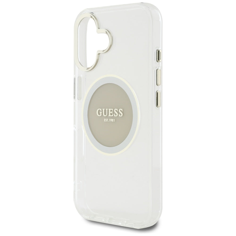 MagSafe futrola za Apple iPhone 16, Guess, IML Metal Colored Circle, Siva