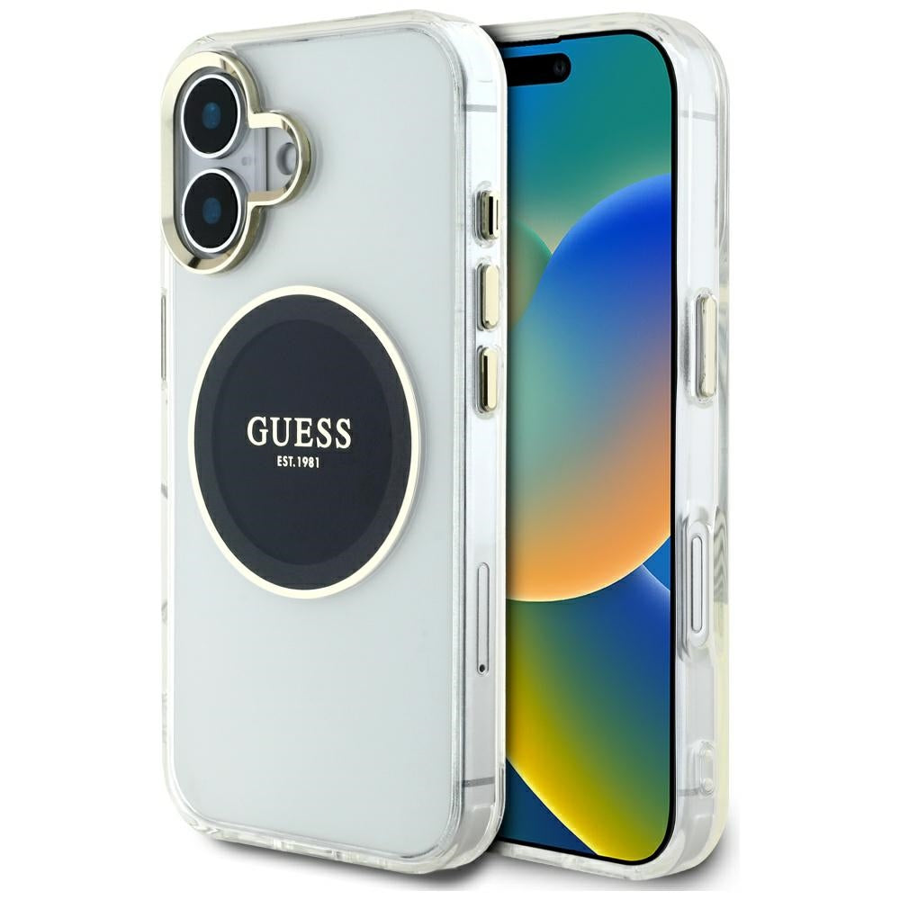 MagSafe futrola za Apple iPhone 16, Guess, IML Metal Colored Circle, Crna
