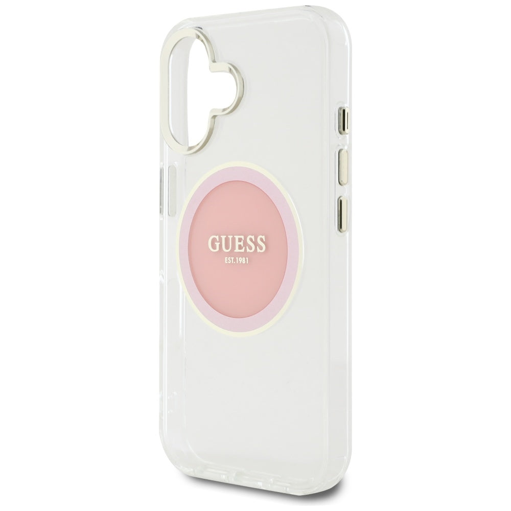 MagSafe futrola za Apple iPhone 16, Guess, IML Metal Colored Circle, Roza