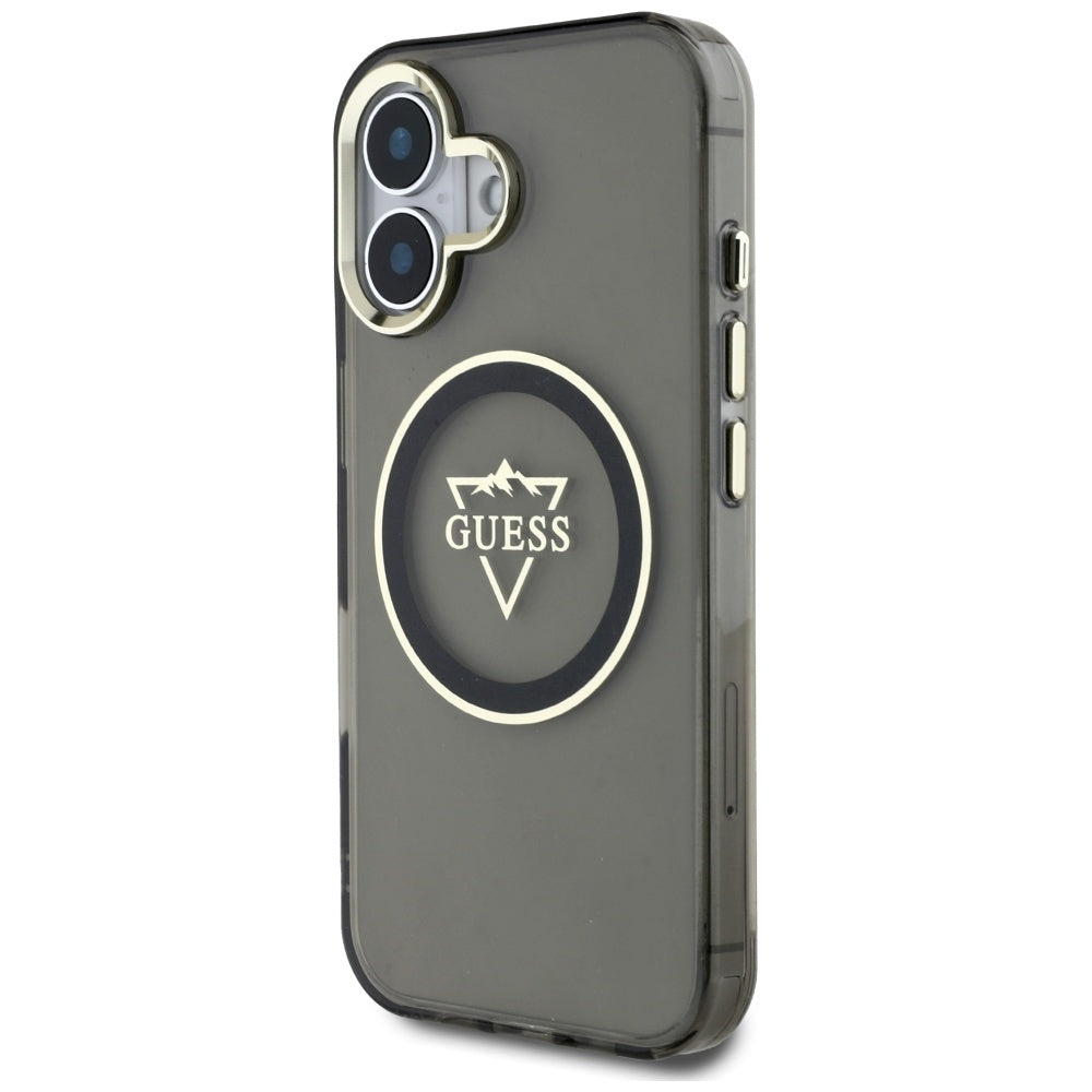 MagSafe futrola za Apple iPhone 16, Guess, IML Metal Mountain Logo, Crna