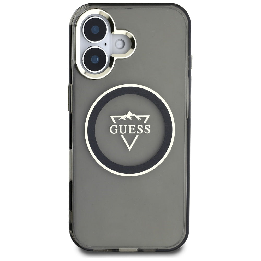 MagSafe futrola za Apple iPhone 16, Guess, IML Metal Mountain Logo, Crna