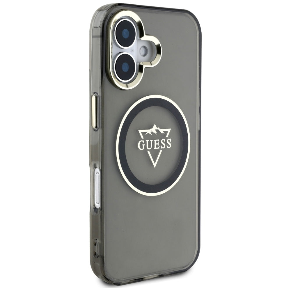 MagSafe futrola za Apple iPhone 16, Guess, IML Metal Mountain Logo, Crna