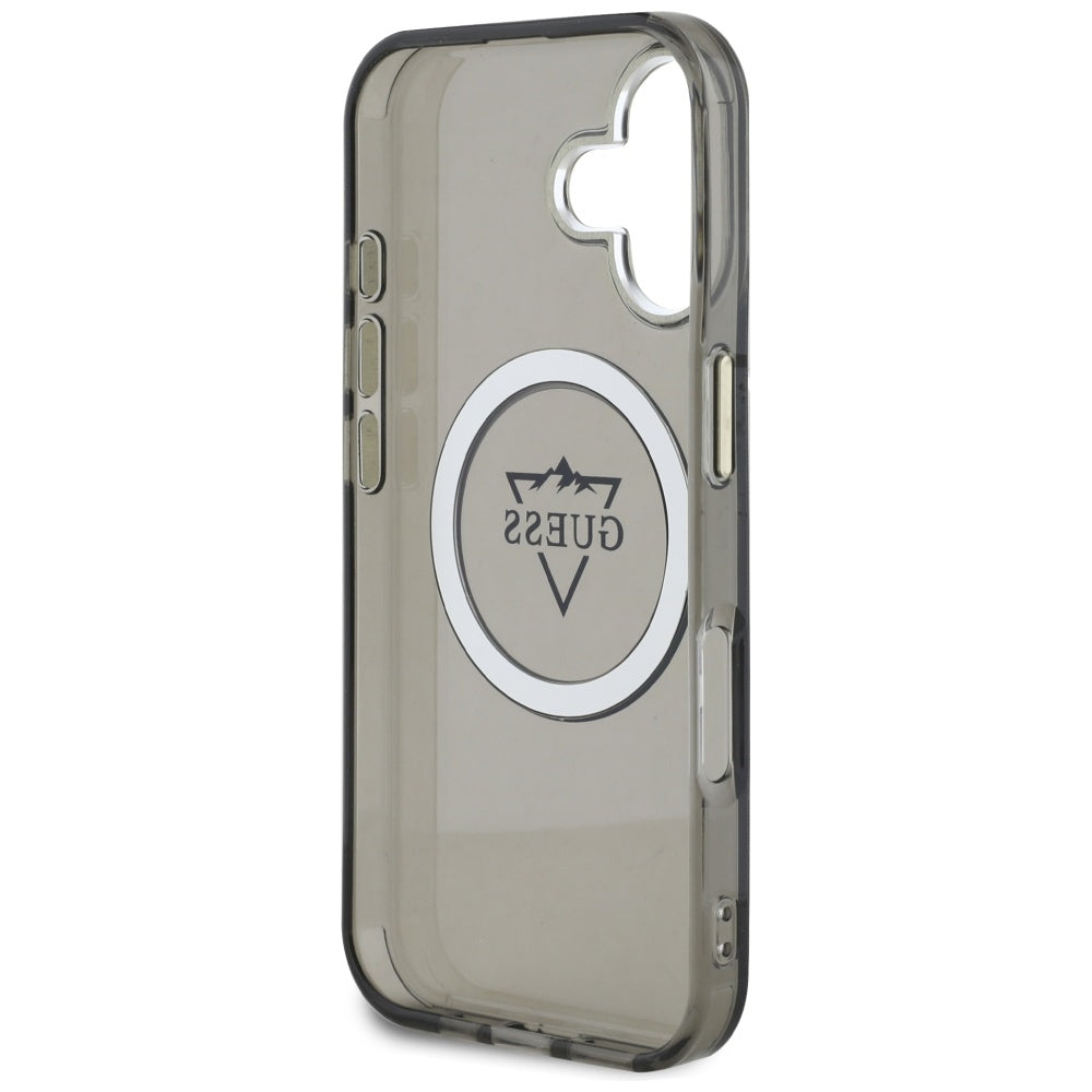 MagSafe futrola za Apple iPhone 16, Guess, IML Metal Mountain Logo, Crna