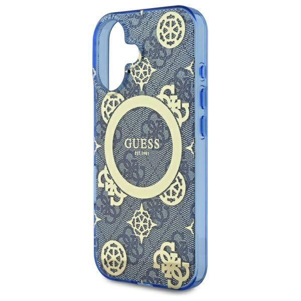 MagSafe futrola za Apple iPhone 16, Guess, IML Peony na 4G pozadini, Plava