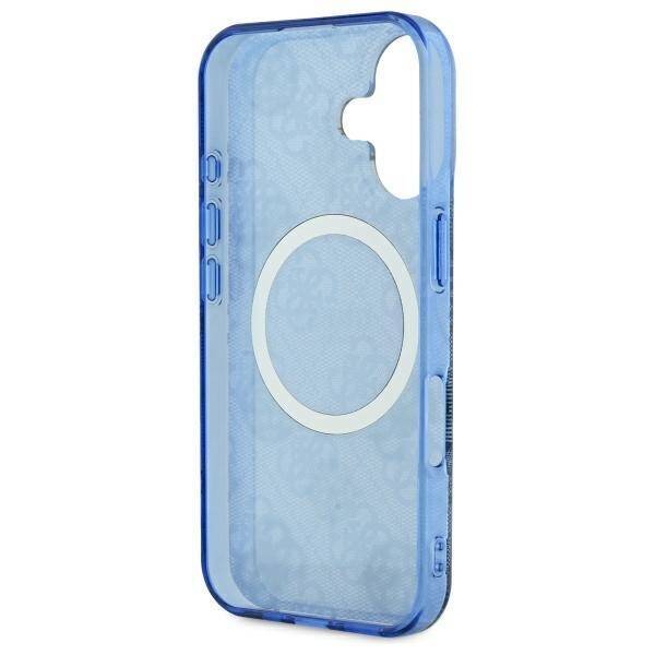MagSafe futrola za Apple iPhone 16, Guess, IML Peony na 4G pozadini, Plava