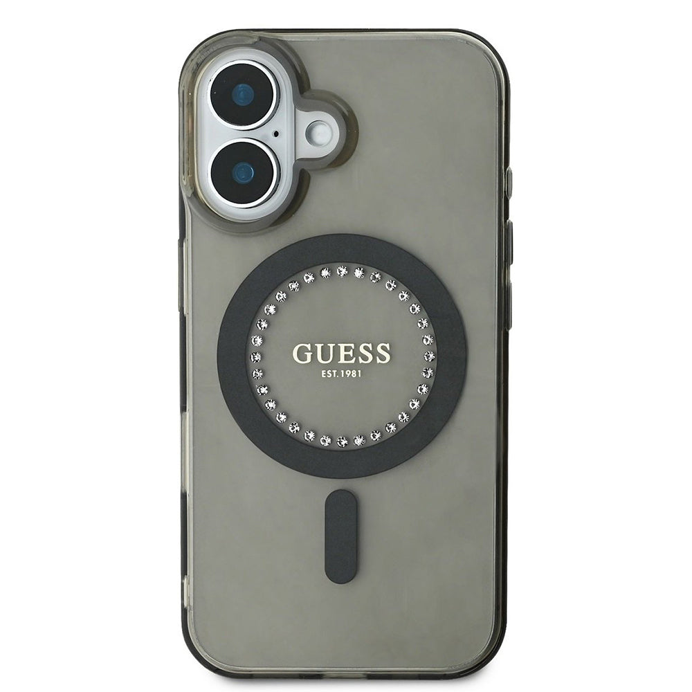 MagSafe futrola za Apple iPhone 16, Guess, IML Rhinestone, Crna