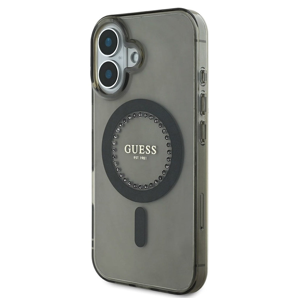 MagSafe futrola za Apple iPhone 16, Guess, IML Rhinestone, Crna