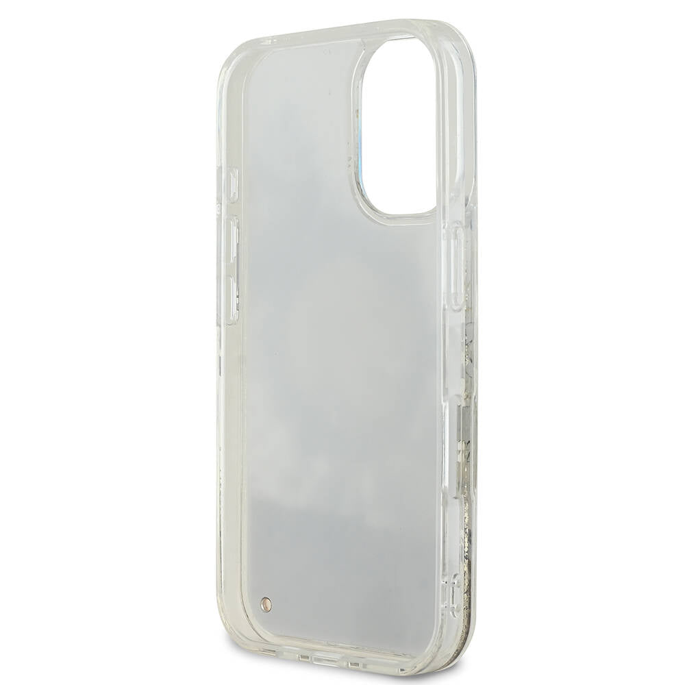 MagSafe torbica za Apple iPhone 16, Guess, Liquid Glitter Flower, Roza